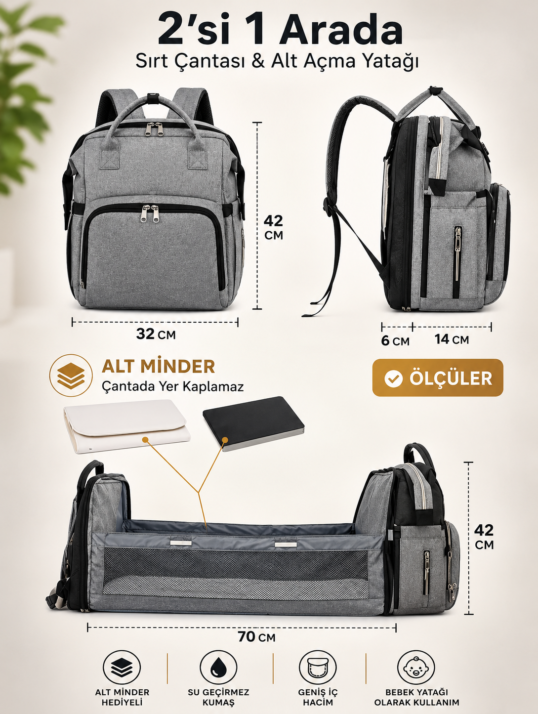 Yataklı Anne Bakım Çantası